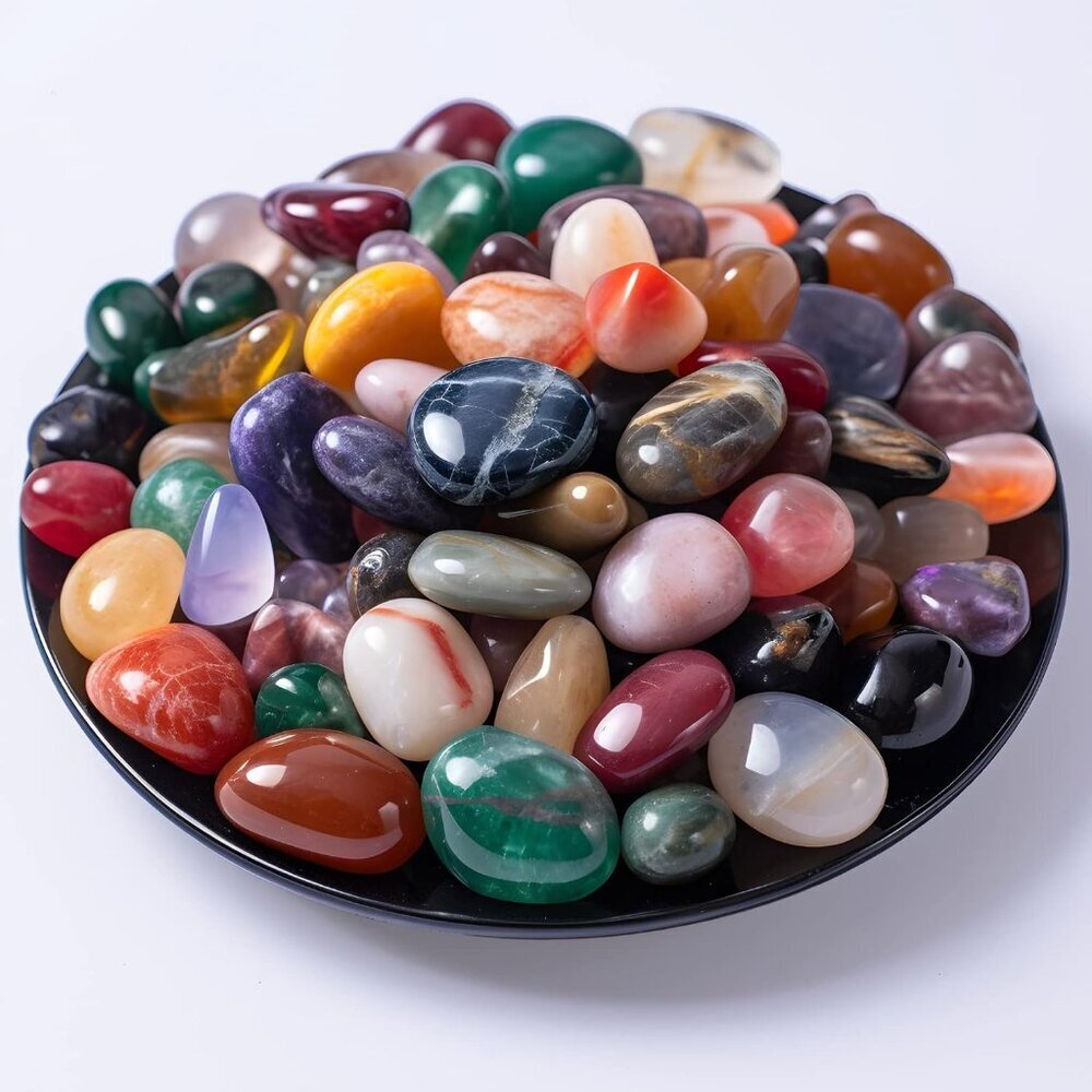 Polished Multicolor Healing Crystal Stone Set, 72 Pcs, 0.5" Handpicked Tumbled S